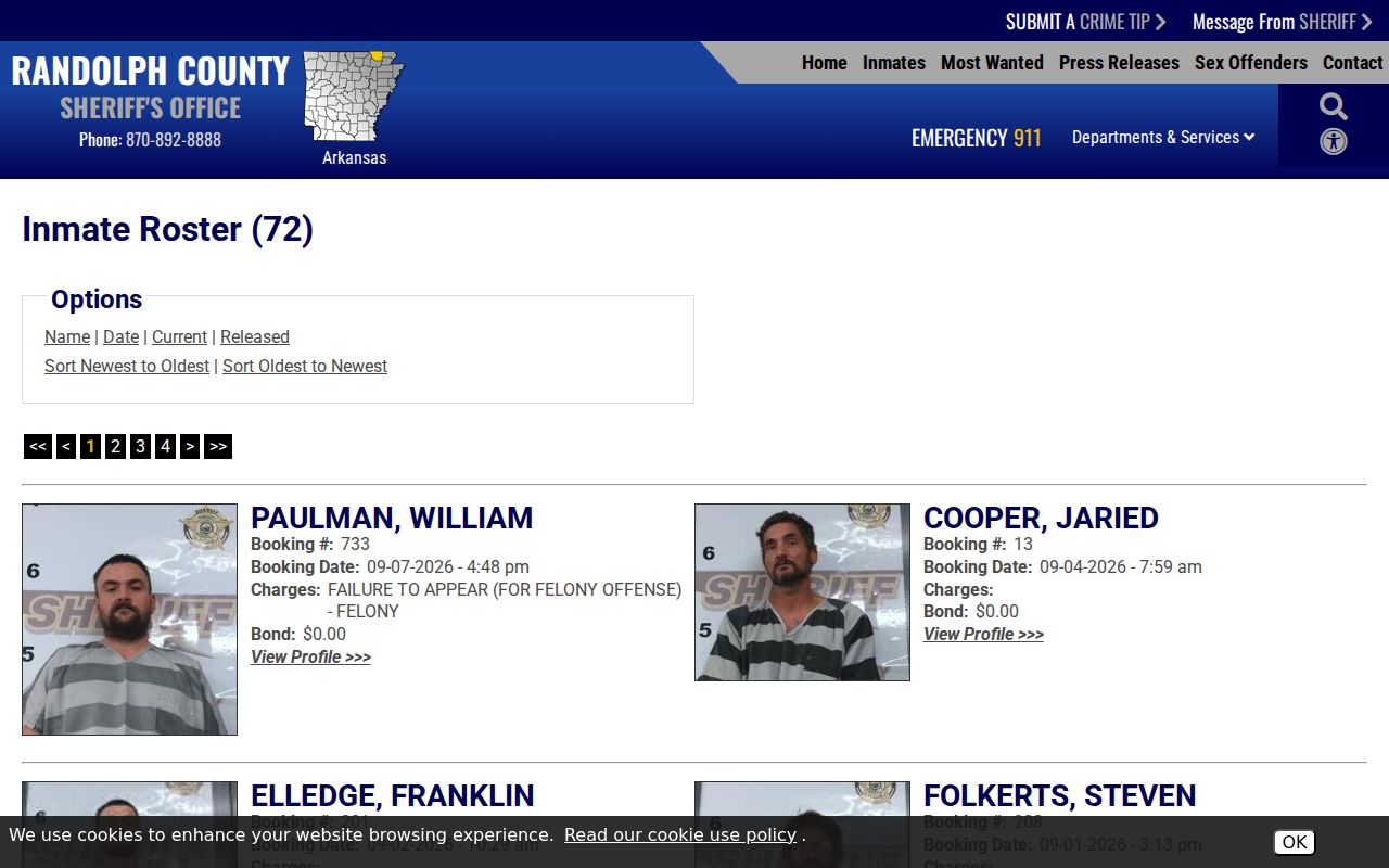 Randolph County warrant check roster controls
