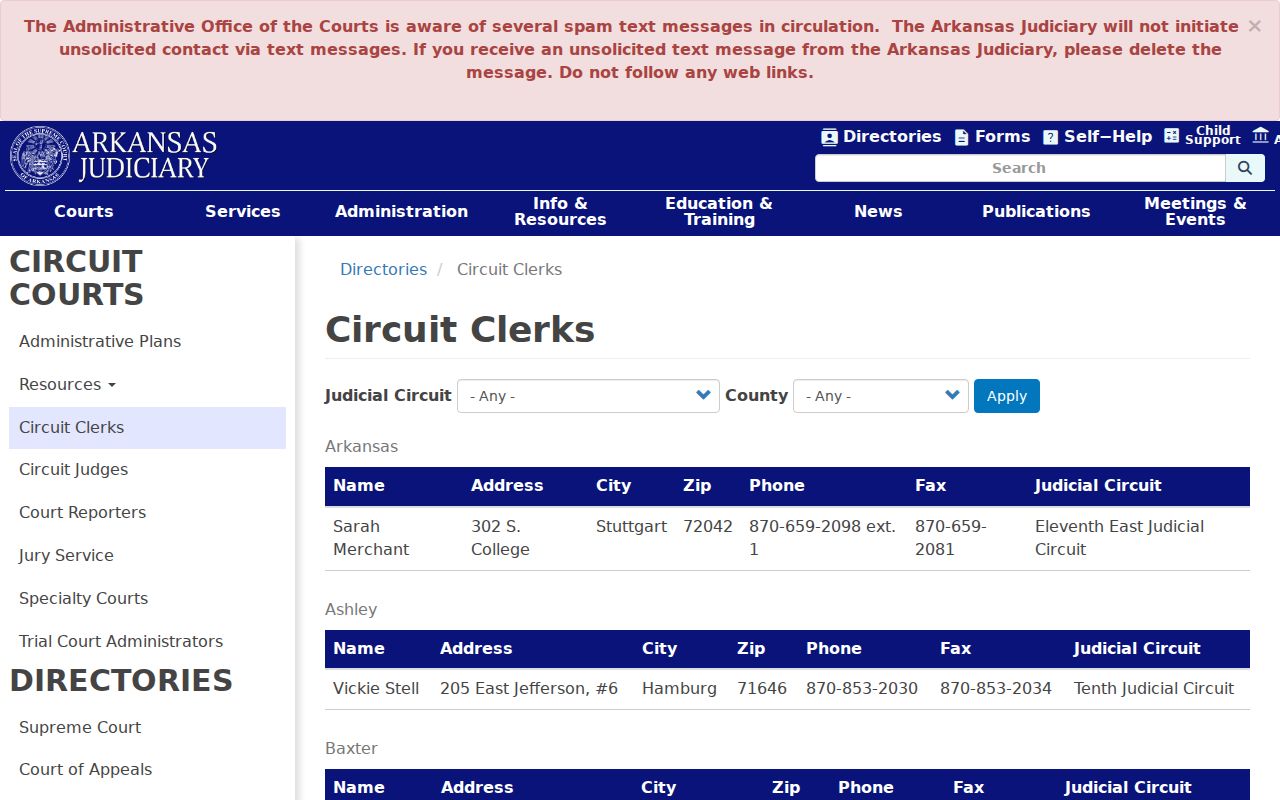 Randolph County active warrant circuit clerk directory