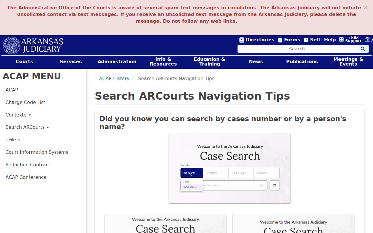 Randolph County bench warrant Search ARCourts navigation