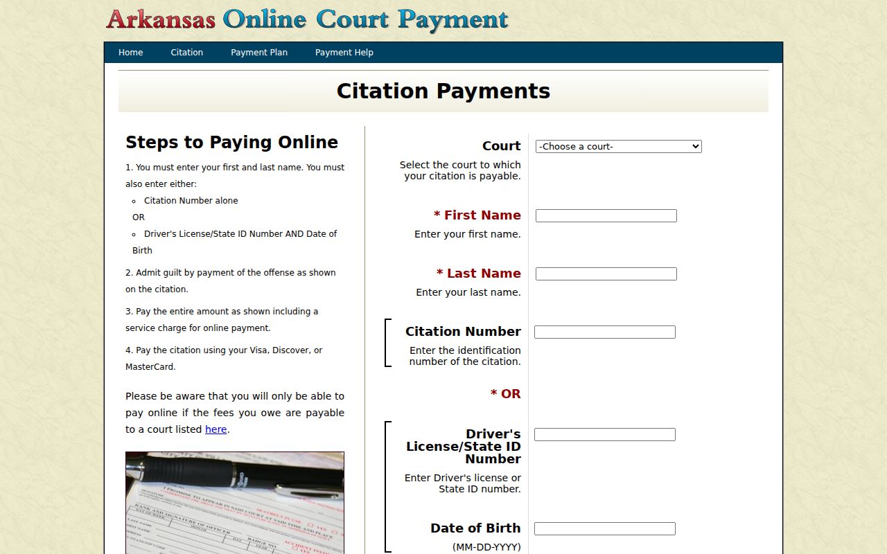 Randolph County traffic warrant citation query fields