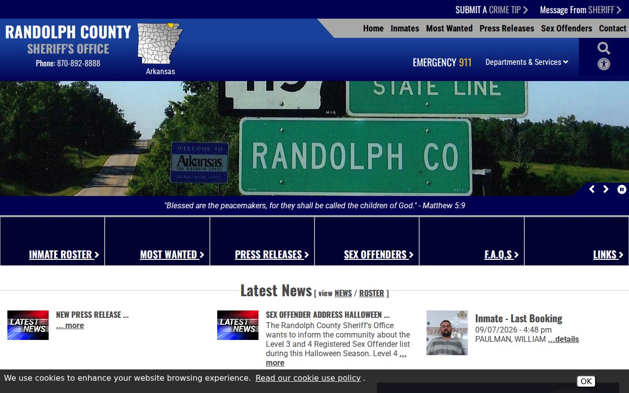 Reyno warrant records Randolph County Sheriff home page