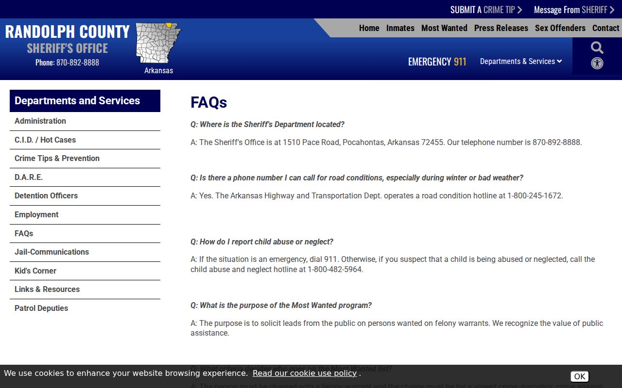 O'Kean warrant records Randolph County Sheriff FAQ